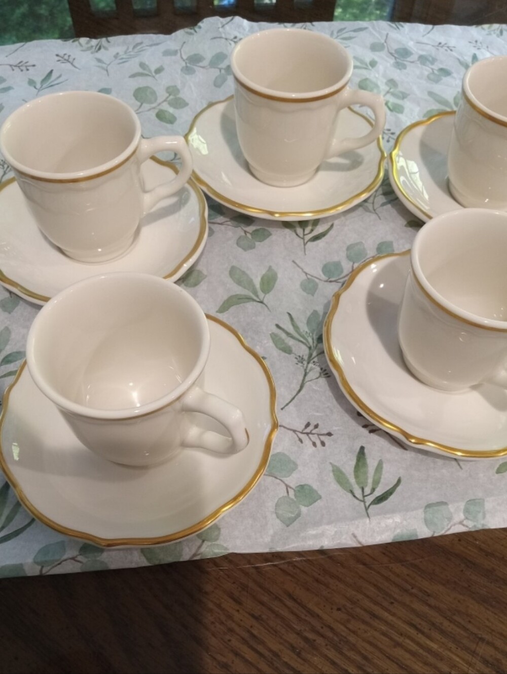 Elegant White Porcelain Tea Cup and Saucer Set  with Gold Trim Syracuse China,